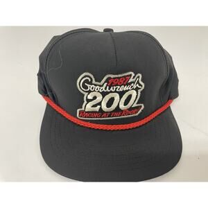 Vintage 1987 Goodwrench 200 Rockingham Rope Trucker Race Hat NASCAR Cap Black